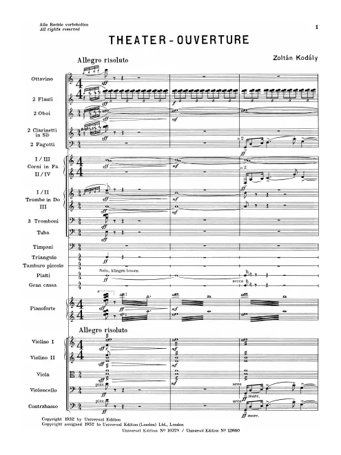 First page of Színházi nyitány