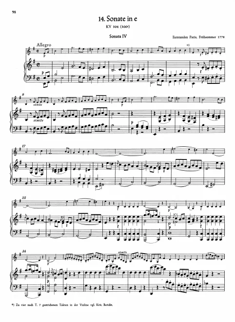 First page of Violin Sonata in E minor