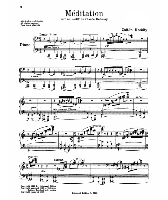 First page of Méditation sur un motif de Claude Debussy