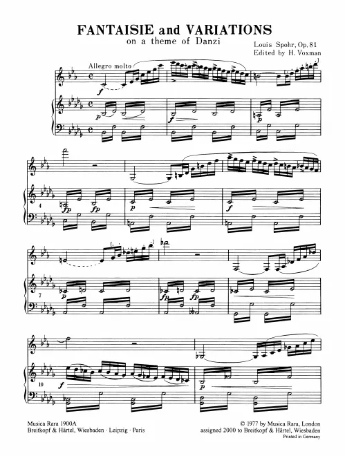 First page of Fantasia and Variations on a Theme by Danzi