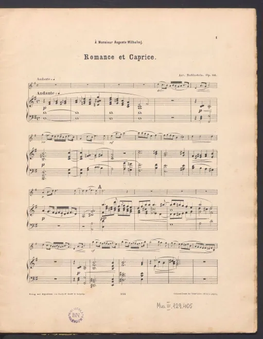 First page of Romance et caprice