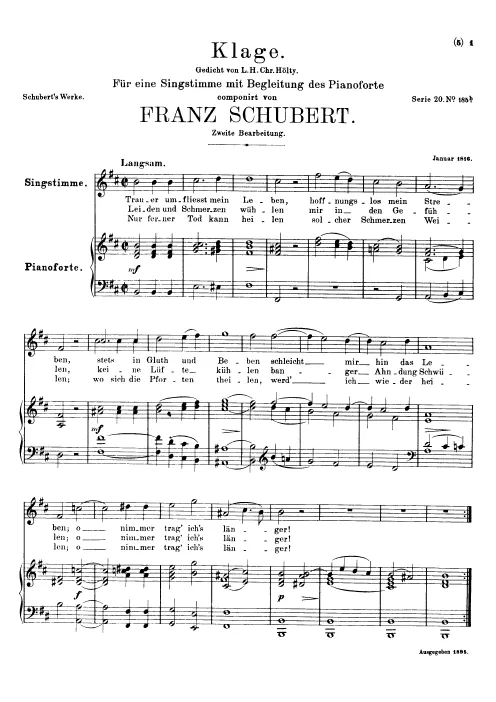 First page of Klage (Trauer umfliesst mein Leben)