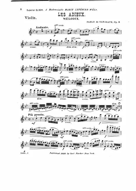 First page of Les Adieux