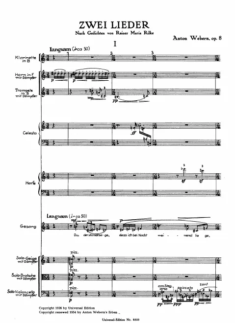 First page of 2 Lieder nach Gedichten von Rainer Maria Rilke