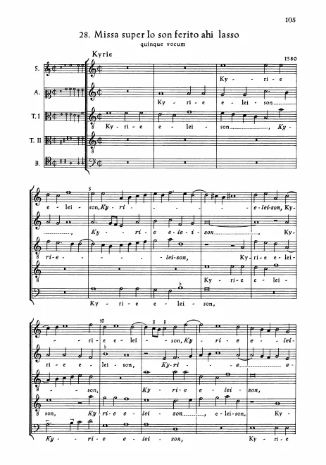 First page of Missa super Io son ferito ahi lasso