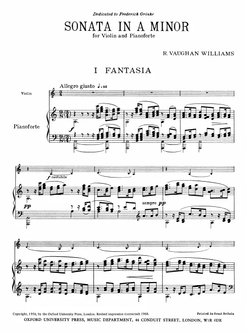 First page of Violin Sonata