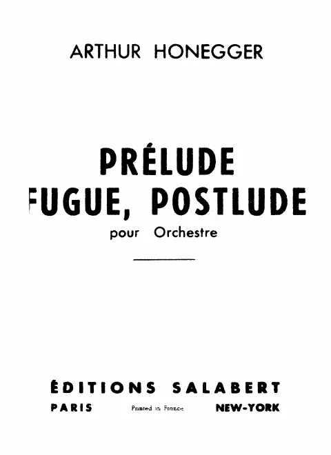 First page of Prélude, fugue et postlude, H.71a