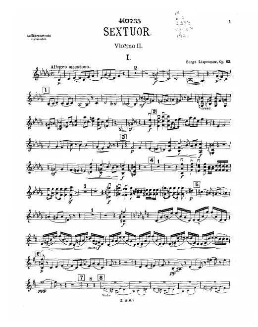 First page of Piano Sextet