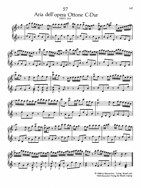 First page of Air in C major, HWV 595