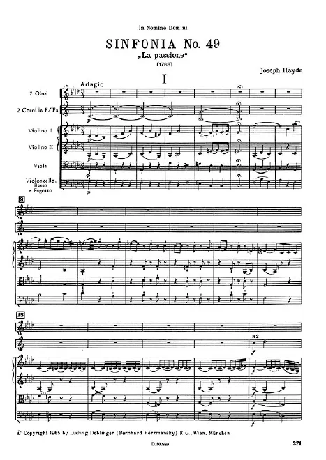 First page of Symphony No.49 in F minor