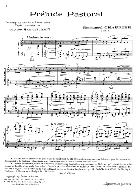 First page of Prélude pastoral