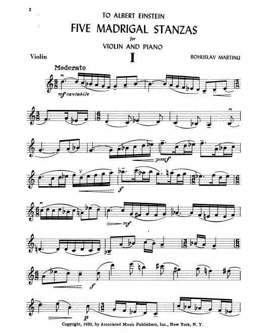 First page of 5 Madrigal Stanzas