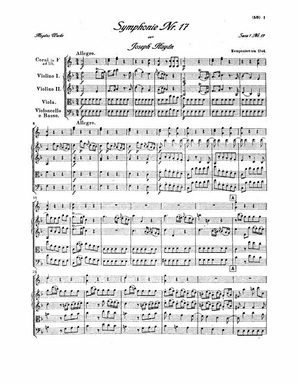 First page of Symphony No.17 in F major