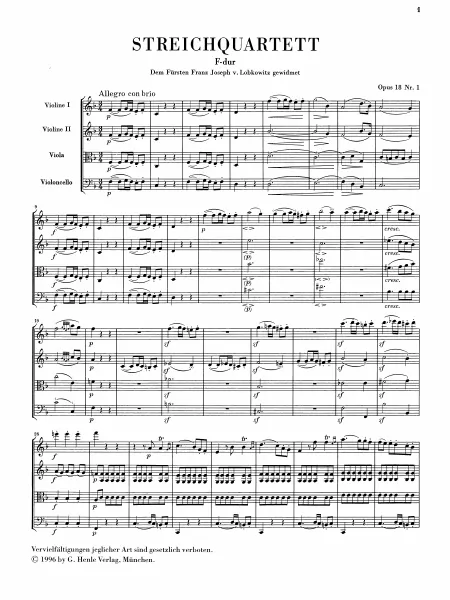 First page of 6 String Quartets