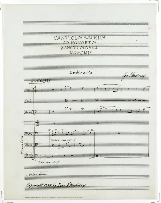 First page of Canticum Sacrum