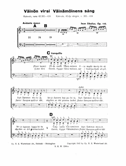 First page of Väinö's Song