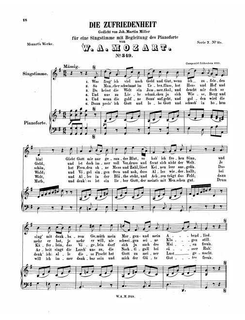 First page of Die Zufriedenheit