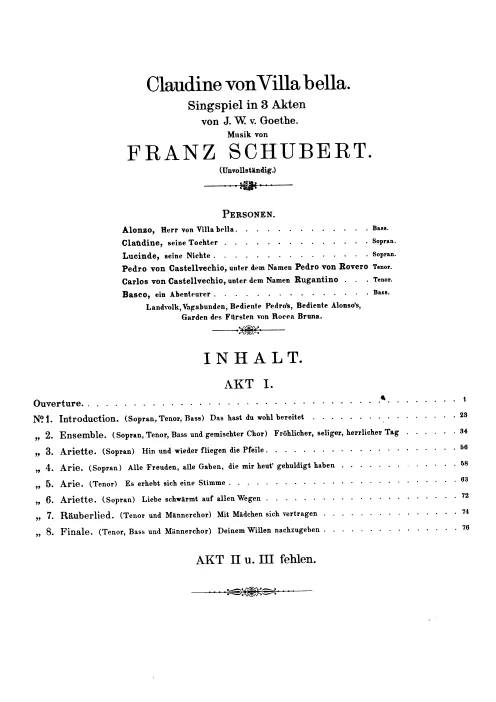 First page of Claudine von Villa Bella