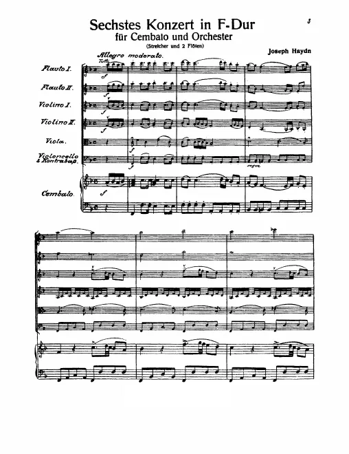 First page of Keyboard Concerto in F major