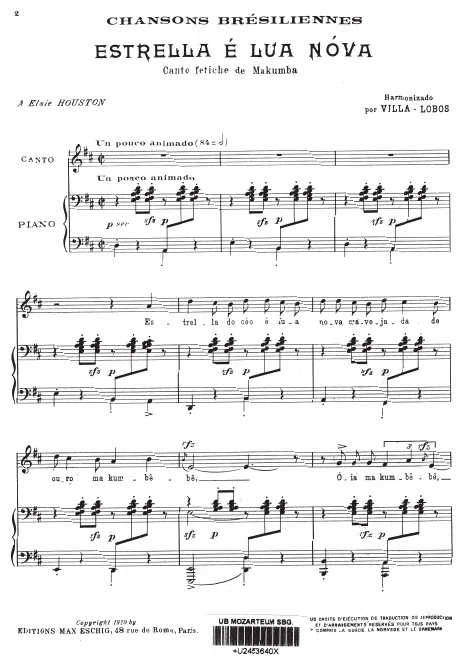 First page of Canções típicas brasileiras