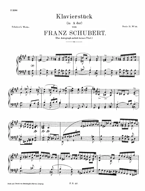 First page of Piano Piece in A major