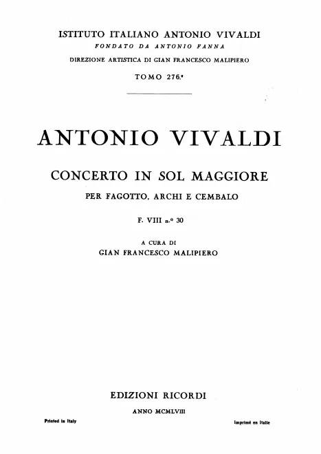 First page of Bassoon Concerto in G major