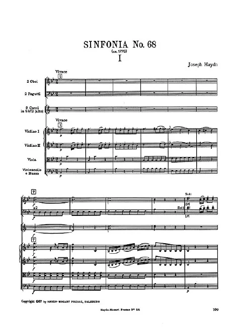 First page of Symphony No.68 in B-flat major