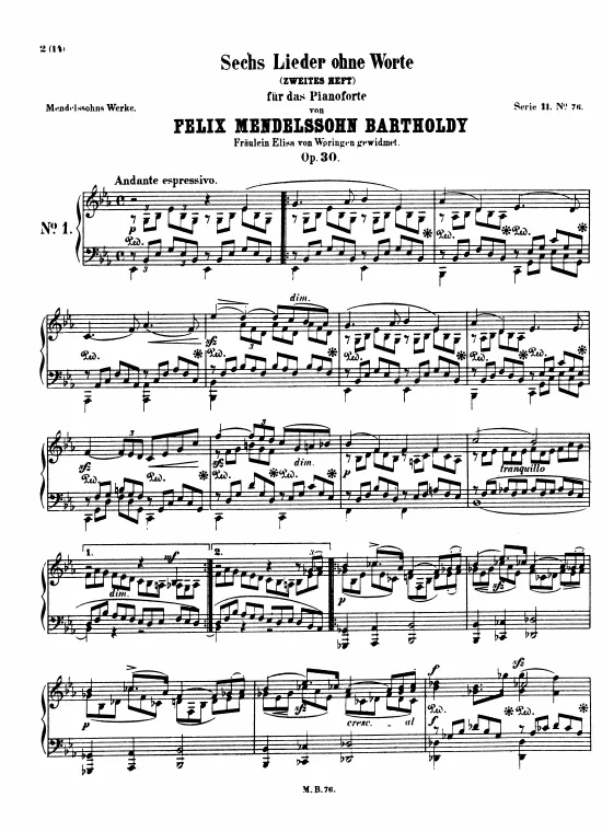 First page of Lieder ohne Worte