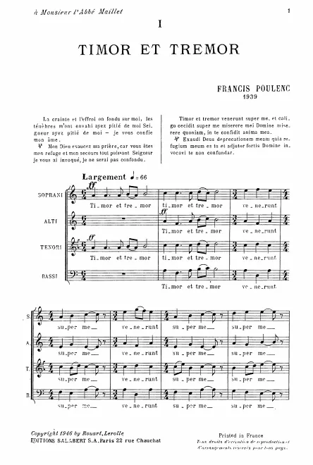 First page of Quatre motets pour un temps de pénitence