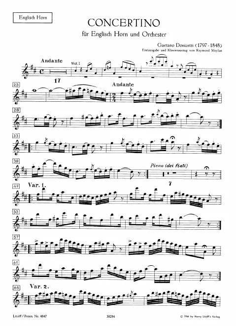First page of Concertino for English horn and Orchestra
