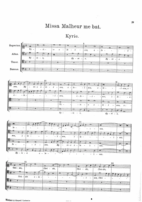 First page of Missa Malheur me bat