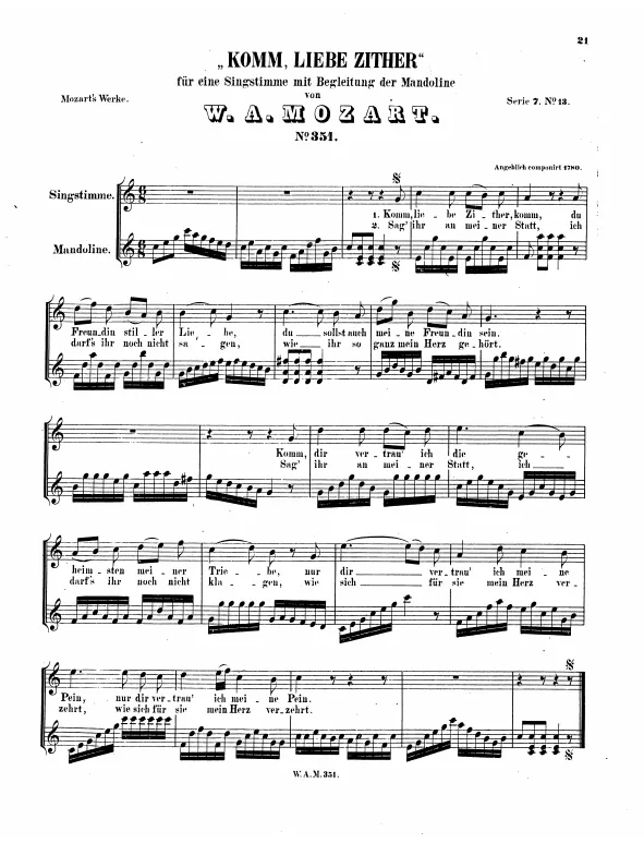 First page of Komm, liebe Zither, komm