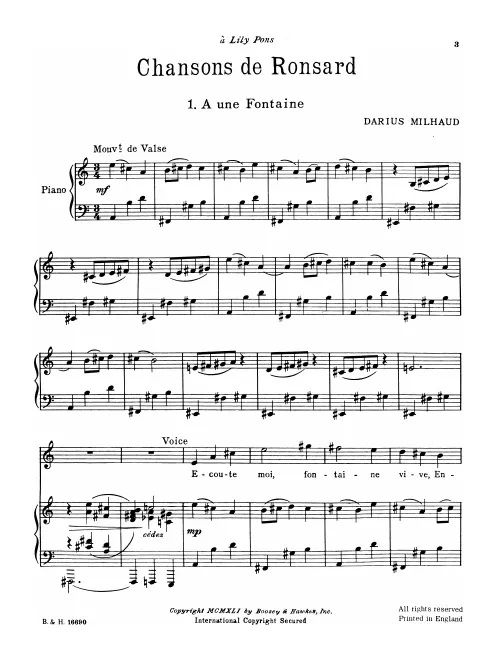 First page of Chansons de Ronsard