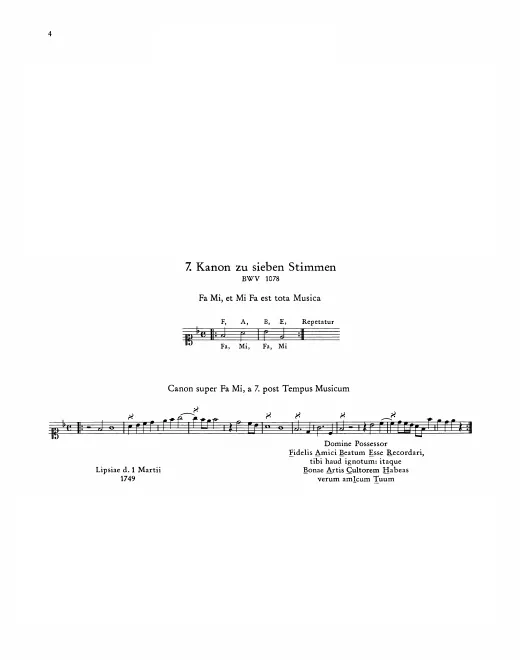 First page of Kanon zu sieben Stimmen