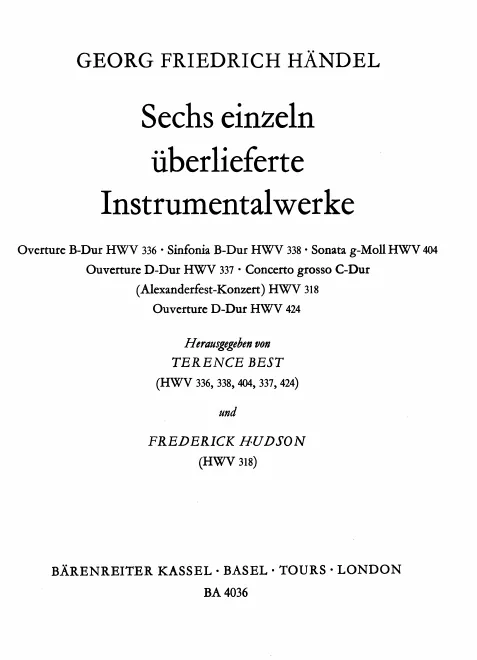 First page of Overture in B flat major