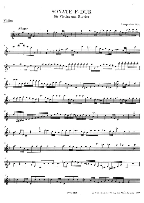 First page of Violin Sonata in F major