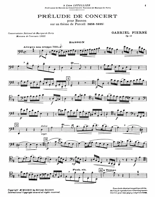 First page of Prélude de concert sur un thème de Purcell