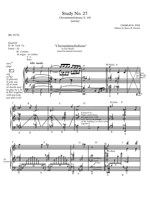 First page of Study No.27 for Piano