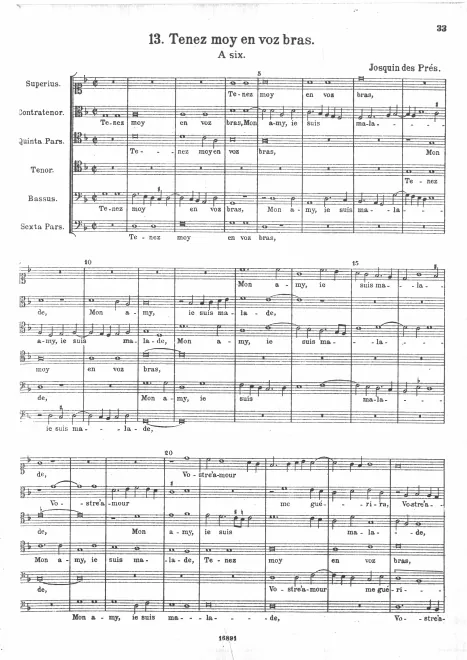 First page of Tenez moy en voz bras