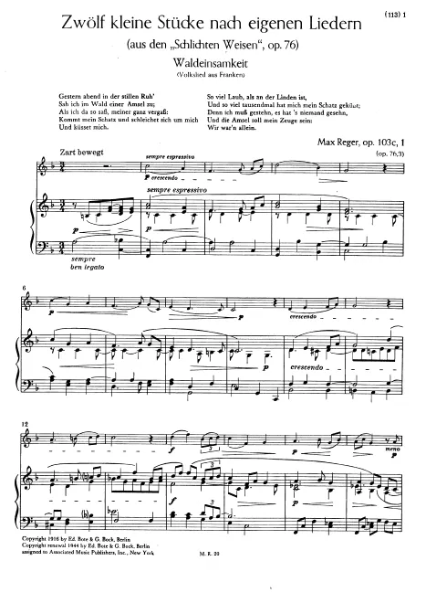 First page of 12 kleine Stücke nach eigenen Liedern