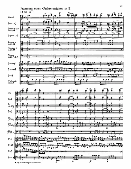 First page of Orchestra Piece in B-flat major