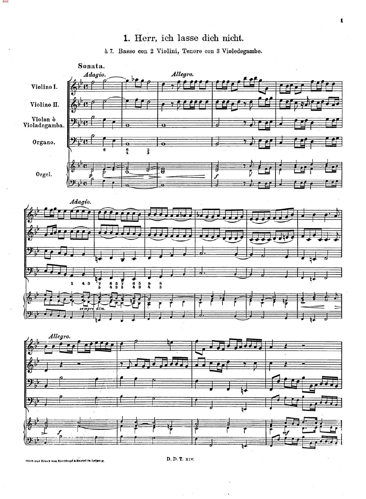 First page of Herr, ich lasse dich nicht