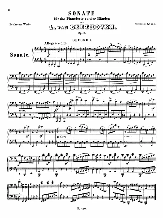 First page of Sonata for Piano 4 Hands in D Major