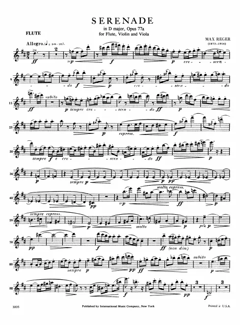 First page of Serenade (No.1) für Flöte, Violine und Bratsche