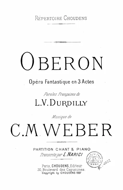 First page of Oberon, or The Elf-King's Oath