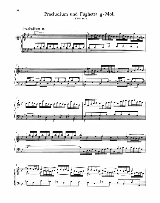 First page of Prelude and Fughetta in G minor