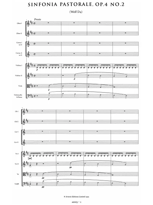 First page of Sinfonia in D major, WolS I. D-4