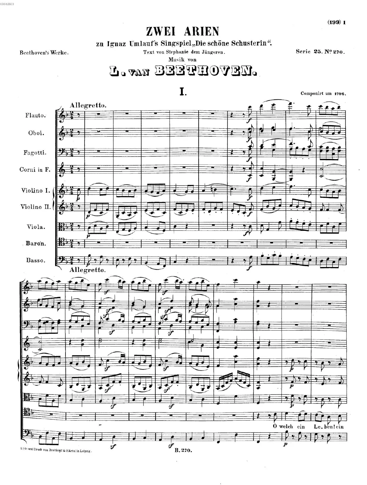 First page of 2 Arias for Die schöne Schusterin