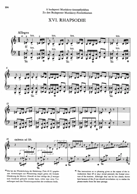 First page of Hungarian Rhapsody No.16