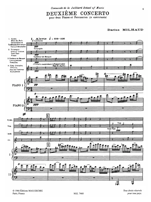 First page of Concerto No.2 for 2 Pianos and Percussion